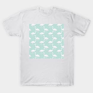 Hand drawn flamingo black outline sketch. Seamless pattern vector T-Shirt